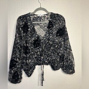 ASTR the label floral semi sheer velour blouse